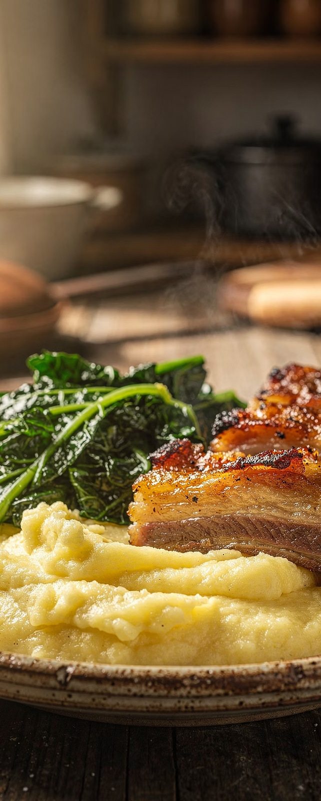 Prato mineiro com couve, angu e carne